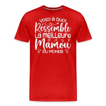 Cadeau Meilleure Mamou - Cadeau Super Mamou - T-shirt bio Premium Homme - rouge - Devant - Damien (186cm)