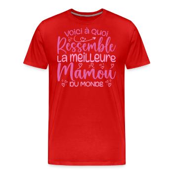 Cadeau Meilleure Mamou - Cadeau Super Mamou - T-shirt bio Premium Homme - rouge - Devant - Damien (186cm)