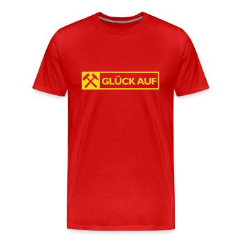 Glück Auf! - Männer Premium Bio T-Shirt - Rot - Vorne - Damien (186cm)