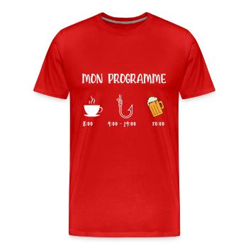 mon programme pêche - T-shirt bio Premium Homme - rouge - Devant - Damien (186cm)