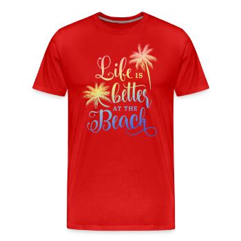 La vie est meilleure à la plage - Palms, Summer Print - T-shirt bio Premium Homme - rouge - Devant - Damien (186cm)