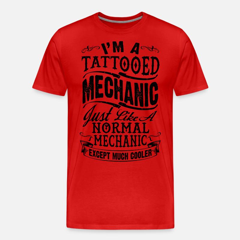 Tätowierter Mechaniker - Männer Premium Bio T-Shirt - Rot