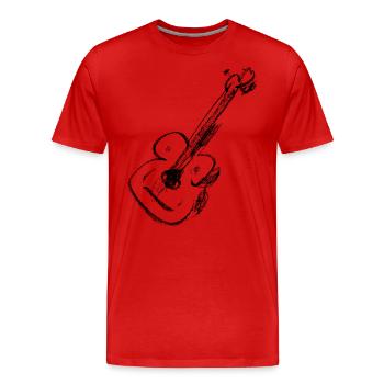 Gitarre - Kreide Zeichnung - Männer Premium Bio T-Shirt - Rot - Vorne - Damien (186cm)