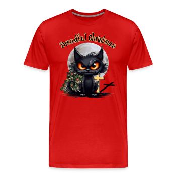 Dreadful Christmas Grummelige Wütende Katze - Männer Premium Bio T-Shirt - Rot - Vorne - Damien (186cm)