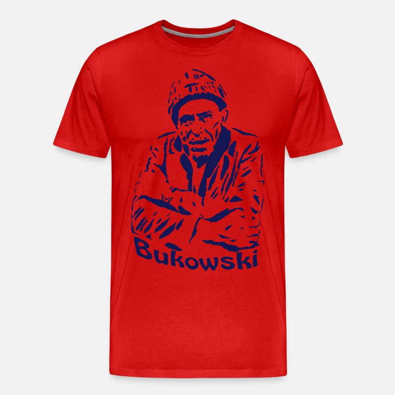Charles Bukowski - Männer Premium Bio T-Shirt - Rot