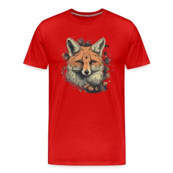 Schöner roter Fuchs Illustration Waldtier Blumen - Männer Premium Bio T-Shirt - Rot - Vorne - Damien (186cm)