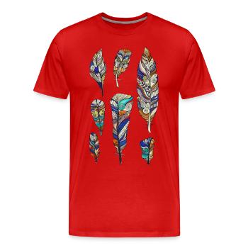 federn - Männer Premium Bio T-Shirt - Rot - Vorne - Damien (186cm)