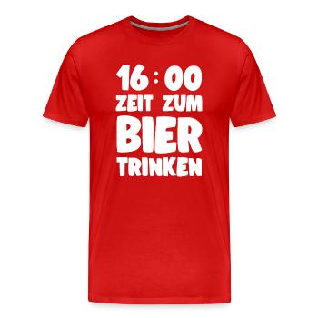 Bier Spruch 16 Uhr Zeit zum Bier Trinken Geschenk - Männer Premium Bio T-Shirt - Rot - Vorne - Damien (186cm)