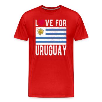 Uruguay Flag - Men's Premium Organic T-Shirt - red - Front - Damien (186cm)