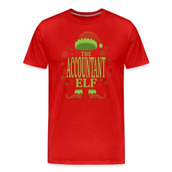 Accountant Christmas Elf - Men's Premium Organic T-Shirt - red - Front - Damien (186cm)