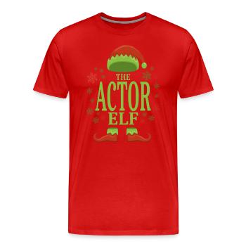 Actor Christmas Elf - Men's Premium Organic T-Shirt - red - Front - Damien (186cm)