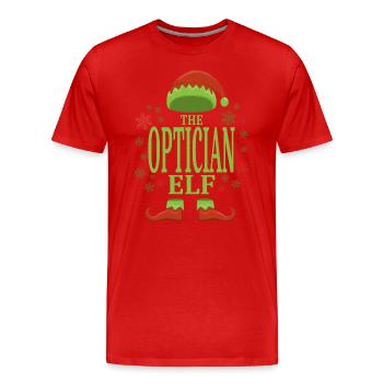 Optiker Weihnachtself - Männer Premium Bio T-Shirt - Rot - Vorne - Damien (186cm)