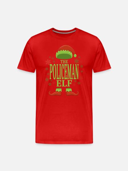 Policeman Christmas Elf - Men's Premium Organic T-Shirt - red