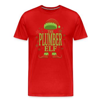 Plombier elfe de Noël - T-shirt bio Premium Homme - rouge - Devant - Damien (186cm)
