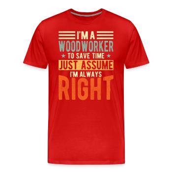 Menuisiers - T-shirt bio Premium Homme - rouge - Devant - Damien (186cm)