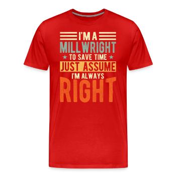 Chantier - T-shirt bio Premium Homme - rouge - Devant - Damien (186cm)