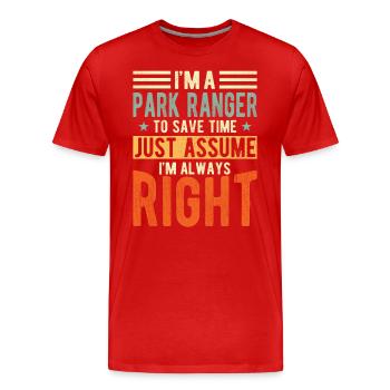 Park ranger - Men's Premium Organic T-Shirt - red - Front - Damien (186cm)