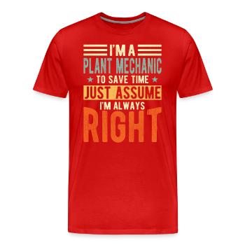Mécanicien d’usine - T-shirt bio Premium Homme - rouge - Devant - Damien (186cm)