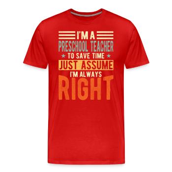 Preschool teachers - Men's Premium Organic T-Shirt - red - Front - Damien (186cm)
