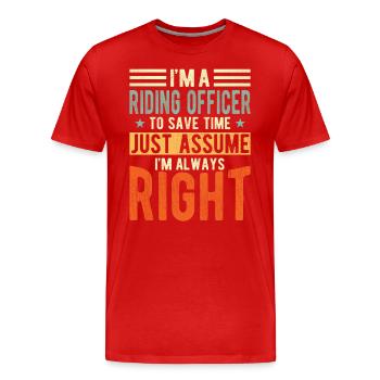 Officier d’équitation - T-shirt bio Premium Homme - rouge - Devant - Damien (186cm)