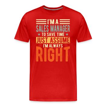Directeur des ventes - T-shirt bio Premium Homme - rouge - Devant - Damien (186cm)