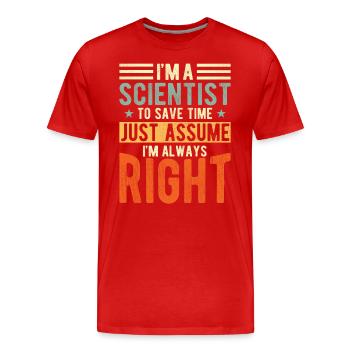 Scientifique - T-shirt bio Premium Homme - rouge - Devant - Damien (186cm)