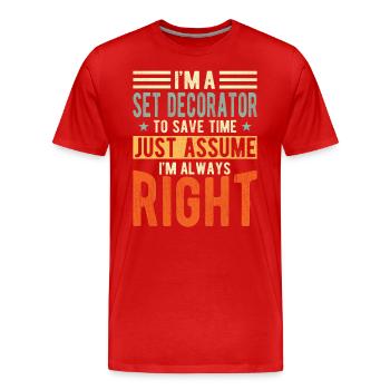 Set Decorator - Men's Premium Organic T-Shirt - red - Front - Damien (186cm)