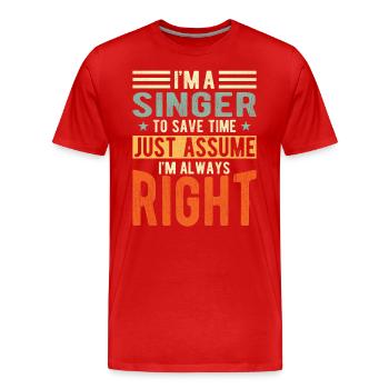 Chanteur - T-shirt bio Premium Homme - rouge - Devant - Damien (186cm)