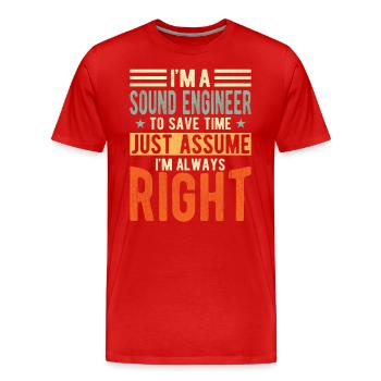 Ingénieur du son - T-shirt bio Premium Homme - rouge - Devant - Damien (186cm)