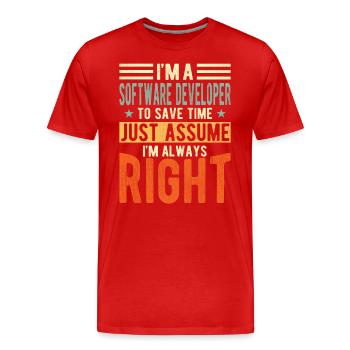 Développeur de logiciels - T-shirt bio Premium Homme - rouge - Devant - Damien (186cm)