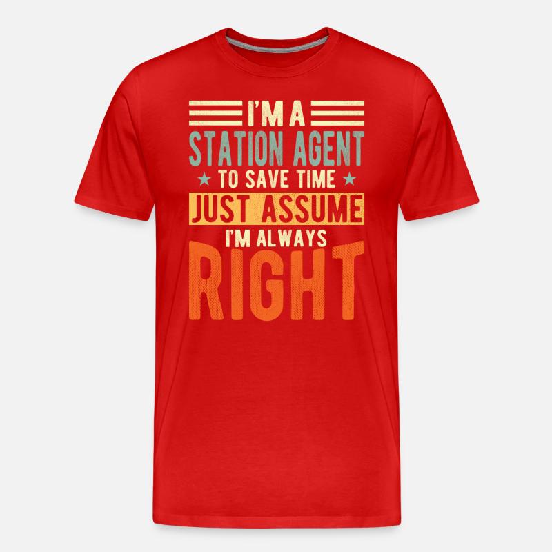 Stationsagent - Männer Premium Bio T-Shirt - Rot