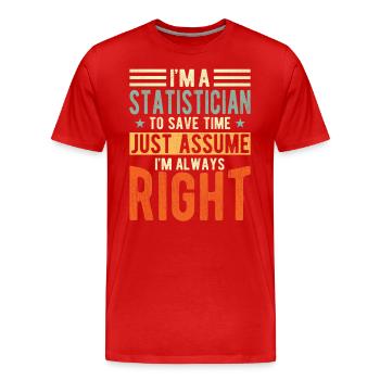 Statistiker - Männer Premium Bio T-Shirt - Rot - Vorne - Damien (186cm)