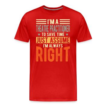 Theatre practitioner - Men's Premium Organic T-Shirt - red - Front - Damien (186cm)