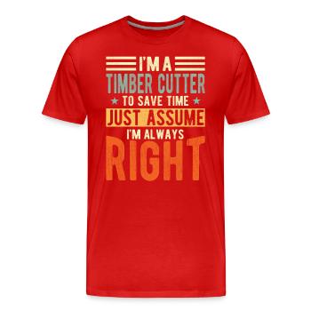 Wood cutters - Men's Premium Organic T-Shirt - red - Front - Damien (186cm)