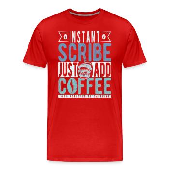 Schreiber Kaffee Spruch - Männer Premium Bio T-Shirt - Rot - Vorne - Damien (186cm)