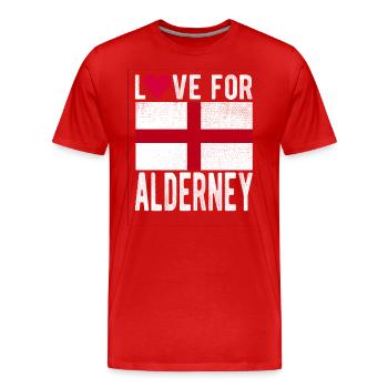 Alderney Souvenir - Männer Premium Bio T-Shirt - Rot - Vorne - Damien (186cm)