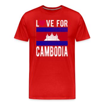 Cambodia Souvenir - Men's Premium Organic T-Shirt - red - Front - Damien (186cm)