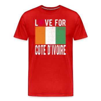 Côte d’Ivoire Souvenir - T-shirt bio Premium Homme - rouge - Devant - Damien (186cm)