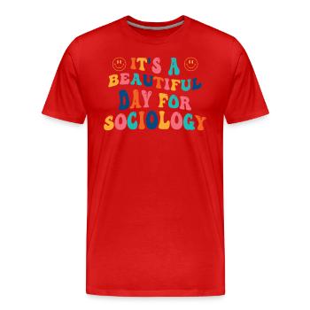 Sociologie Dire étudiant - T-shirt bio Premium Homme - rouge - Devant - Damien (186cm)