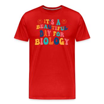 Biologiste Spruch - T-shirt bio Premium Homme - rouge - Devant - Damien (186cm)