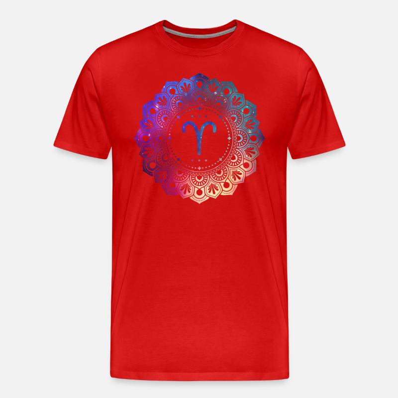 Widder Sternzeichen Symbol Mandala - Männer Premium Bio T-Shirt - Rot