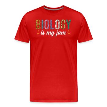 Biology Ist Meine Leidenschaft - Männer Premium Bio T-Shirt - Rot - Vorne - Damien (186cm)