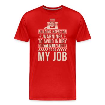 Cadeau de l’inspecteur en bâtiment - T-shirt bio Premium Homme - rouge - Devant - Damien (186cm)