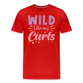 Boucles cheveux sauvages comme mes boucles - T-shirt bio Premium Homme - rouge - Devant - Damien (186cm)