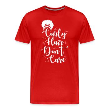 Je me fiche des cheveux bouclés - T-shirt bio Premium Homme - rouge - Devant - Damien (186cm)