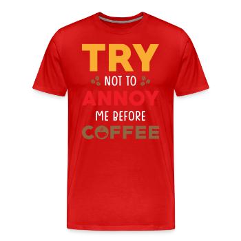 Kaffee Morgen - Männer Premium Bio T-Shirt - Rot - Vorne - Damien (186cm)