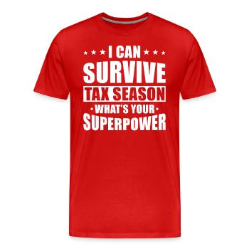 Un comptable dit la saison des impôts - T-shirt bio Premium Homme - rouge - Devant - Damien (186cm)