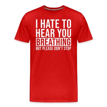 Misophonia Spell Breathing - Men's Premium Organic T-Shirt - red - Front - Damien (186cm)