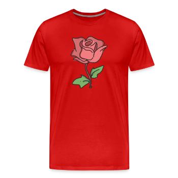 Rose Rouge Rose dessinée à la main - T-shirt bio Premium Homme - rouge - Devant - Damien (186cm)