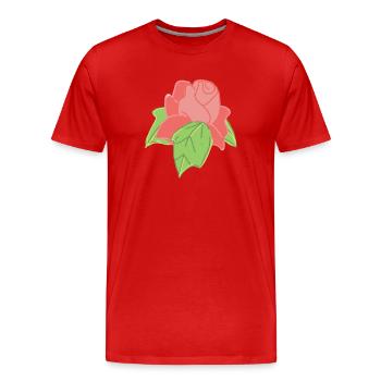 Rose Rouge Rose dessinée à la main - T-shirt bio Premium Homme - rouge - Devant - Damien (186cm)